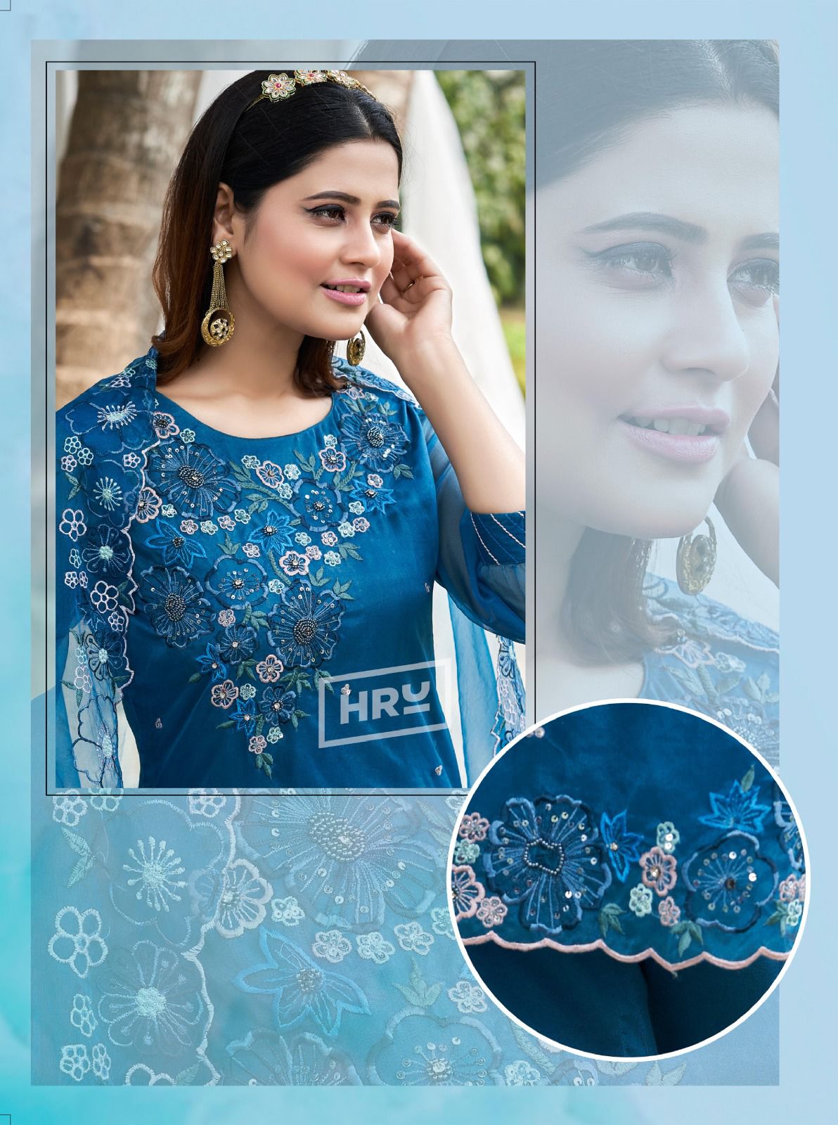Siddhi Vol 5 By HRU Organza Designer Kurti With Bottom Dupatta Wholesale Shop In Surat